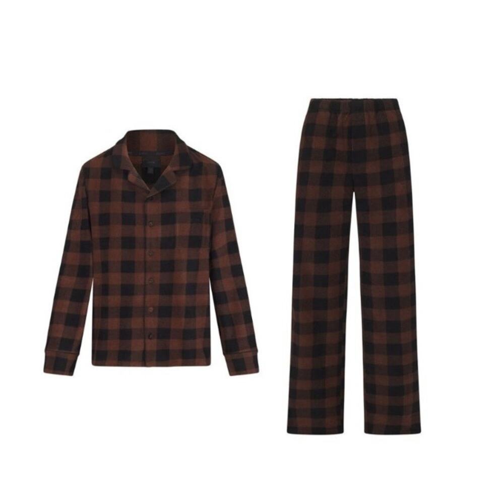Skims Size 4X Plaid Sleep Set Jasper Buffalo Check Holiday Brown PJs NWT - Picture 5 of 10